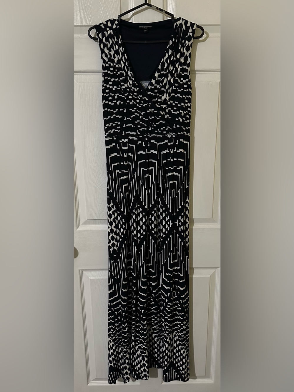 Mario Serrani Black & White Geometric Maxi Dress